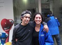 Dr. Gonzalo Rojas y Anita Plaza, tras la corrida en 1800 horas por la Educación